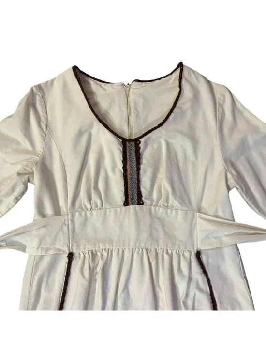 Vintage Prairie Maxi Dress Used Womens Small Cream Brown Boho - Picture 14 of 16